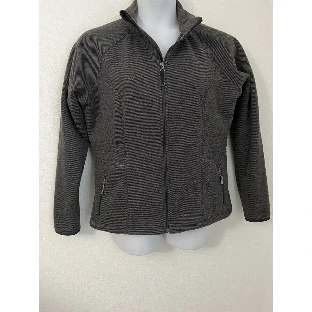 Lucy Womens XL Jacket Gray Fleece Pockets Full Zip Collared EUC